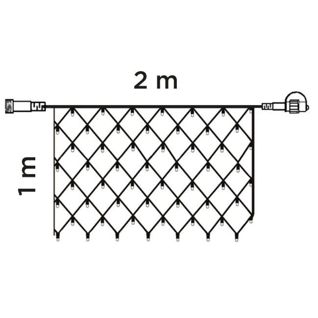 LED svetleća mreža 1x2m 96 komada toplo bela KAT 401-3